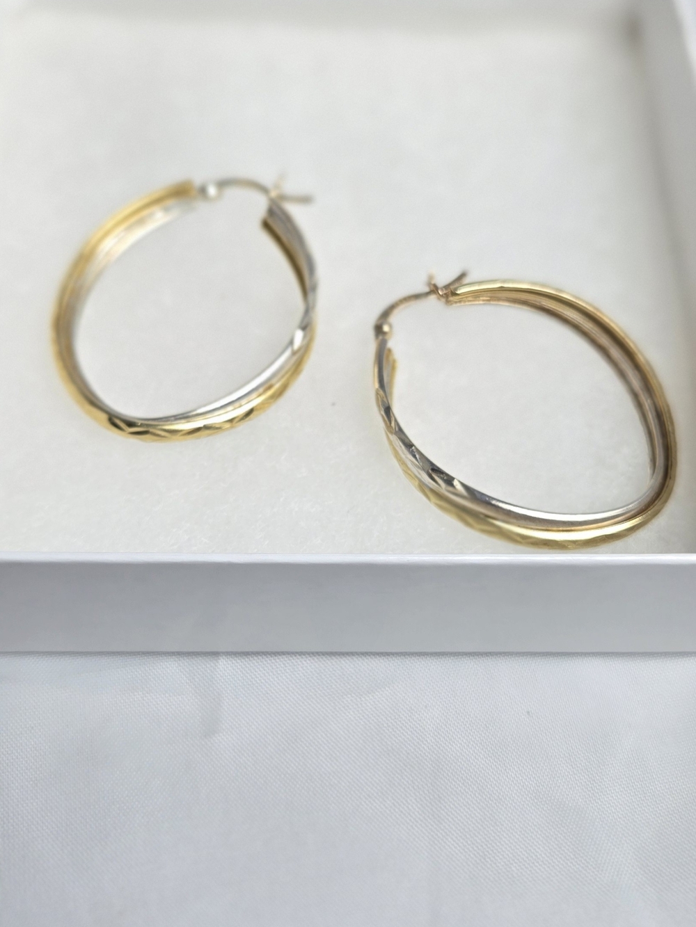 Two-Tone Gold and Silver Hoop Earrings - Women Jewelry